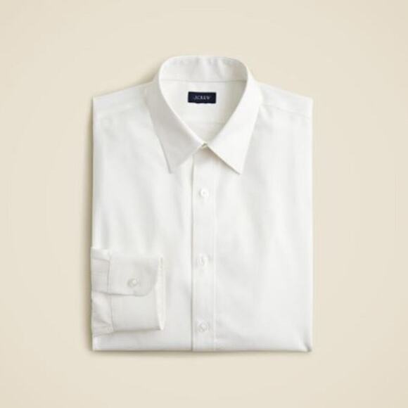 J Crew Point Collar Tall Bowery Wrinkle-Free Dobby Dress Shirt White Size MT NWT - Picture 1 of 5